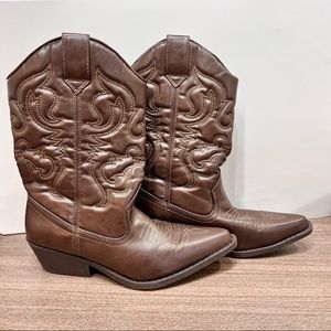 NWOT Target Brown Cowboy Boots 8.5